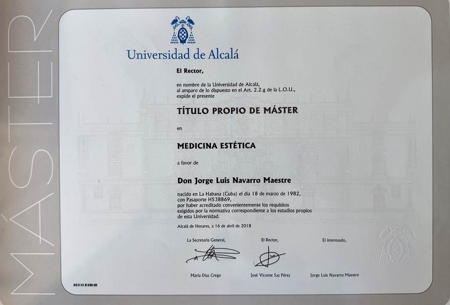 Título Próprio de Máster em Medicina Estética — Universidad de Alcalá